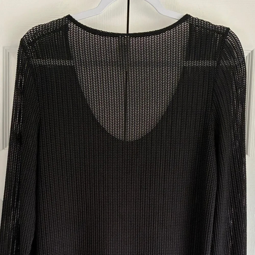 24 & Ocean Sheer Swim Cover Up Dress Size L Black Knit Beach Pool Resort Cruise